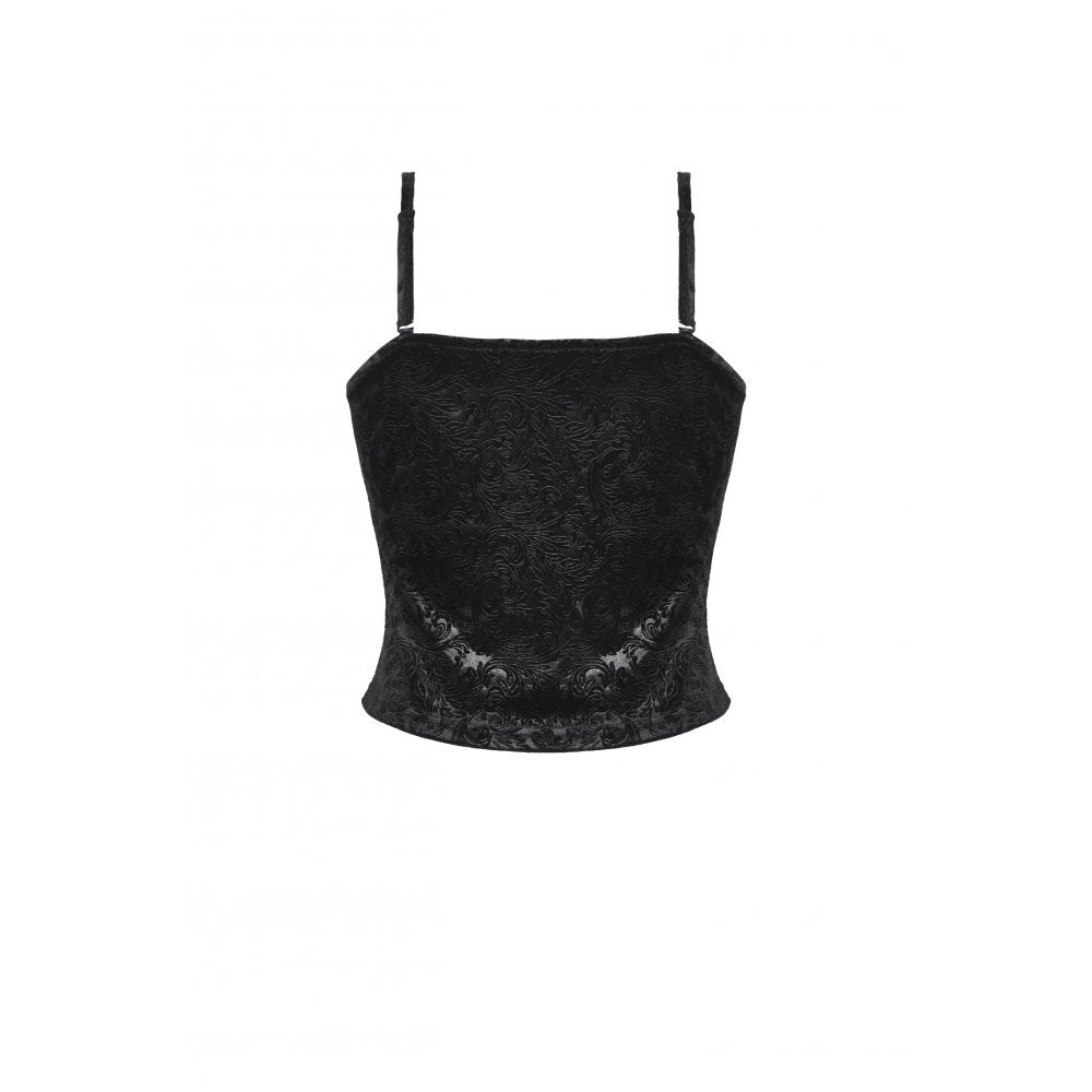 Dark In Love Freya Embossed Velvet Camisole – Gothic Lace Cami | QHA UK - QHA UK