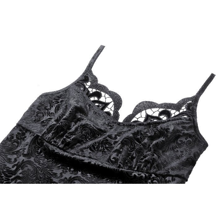 Dark In Love Freya Embossed Velvet Camisole – Gothic Lace Cami | QHA UK - QHA UK
