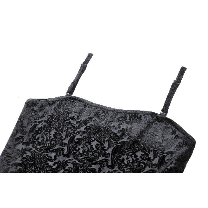 Dark In Love Freya Embossed Velvet Camisole – Gothic Lace Cami | QHA UK - QHA UK