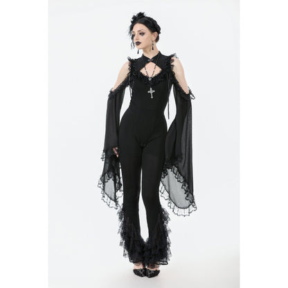 Dark in Love Women's Gothic Leggings Flare with Lace Frills UK 8-22 - QHA UK