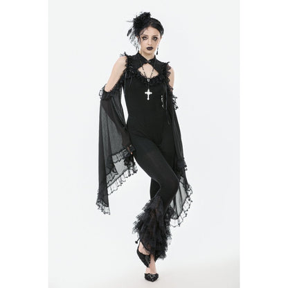 Dark in Love Women's Gothic Leggings Flare with Lace Frills UK 8-22 - QHA UK