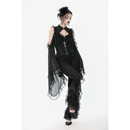 Dark in Love Women's Gothic Leggings Flare with Lace Frills UK 8-22 - QHA UK