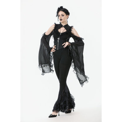Dark in Love Women's Gothic Leggings Flare with Lace Frills UK 8-22 - QHA UK