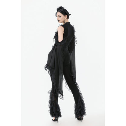 Dark in Love Women's Gothic Leggings Flare with Lace Frills UK 8-22 - QHA UK