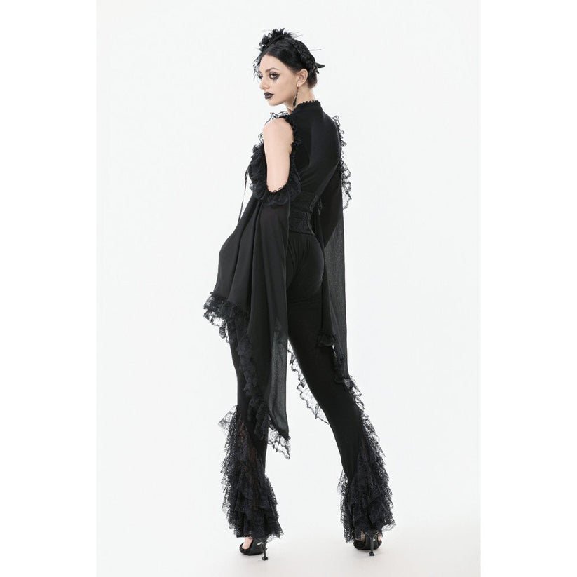 Dark in Love Women's Gothic Leggings Flare with Lace Frills UK 8-22 - QHA UK