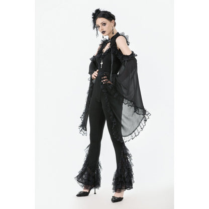Dark in Love Women's Gothic Leggings Flare with Lace Frills UK 8-22 - QHA UK