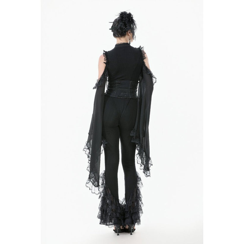 Dark in Love Women's Gothic Leggings Flare with Lace Frills UK 8-22 - QHA UK