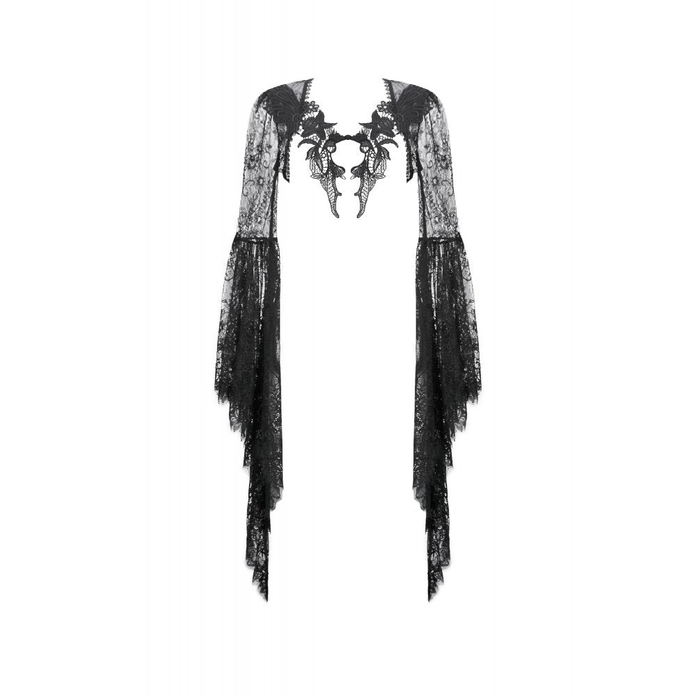 Dark in Love Gothic Cape Deep-V Lace Bell Sleeve UK 10-18 - QHA UK
