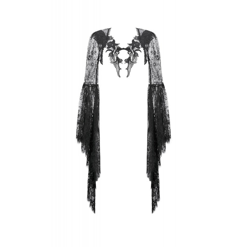 Dark in Love Gothic Cape Deep-V Lace Bell Sleeve UK 10-18 - QHA UK