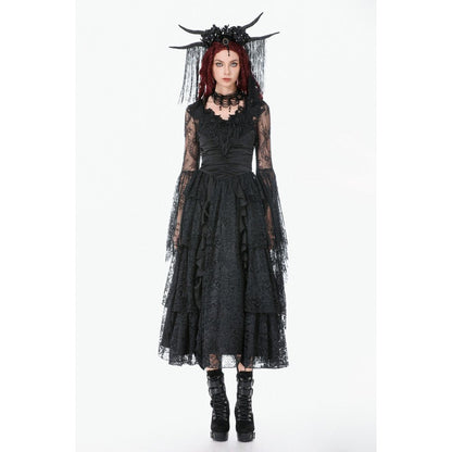 Dark in Love Gothic Cape Deep-V Lace Bell Sleeve UK 10-18 - Sleeve Detail - QHA UK