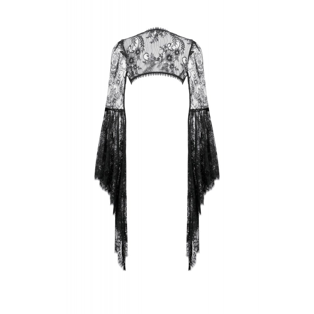 Dark in Love Gothic Cape Deep-V Lace Bell Sleeve UK 10-18 - Sleeve Detail - QHA UK