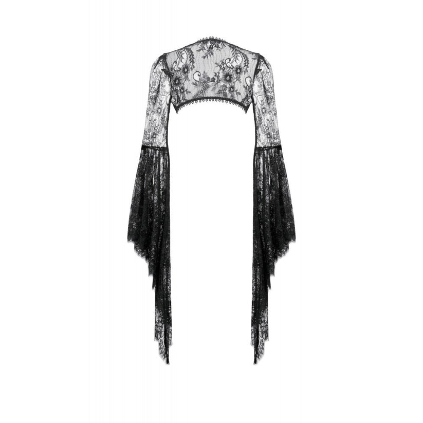 Dark in Love Gothic Cape Deep-V Lace Bell Sleeve UK 10-18 - Sleeve Detail - QHA UK