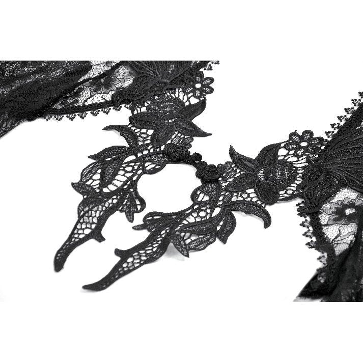 Dark in Love Gothic Cape Deep-V Lace Bell Sleeve UK 10-18 - Sleeve Detail - QHA UK