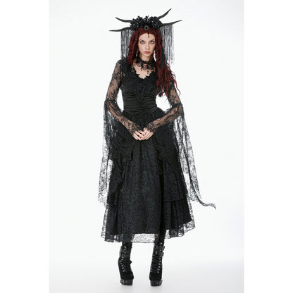 Dark in Love Gothic Cape Deep-V Lace Bell Sleeve UK 10-18 - Sleeve Detail - QHA UK