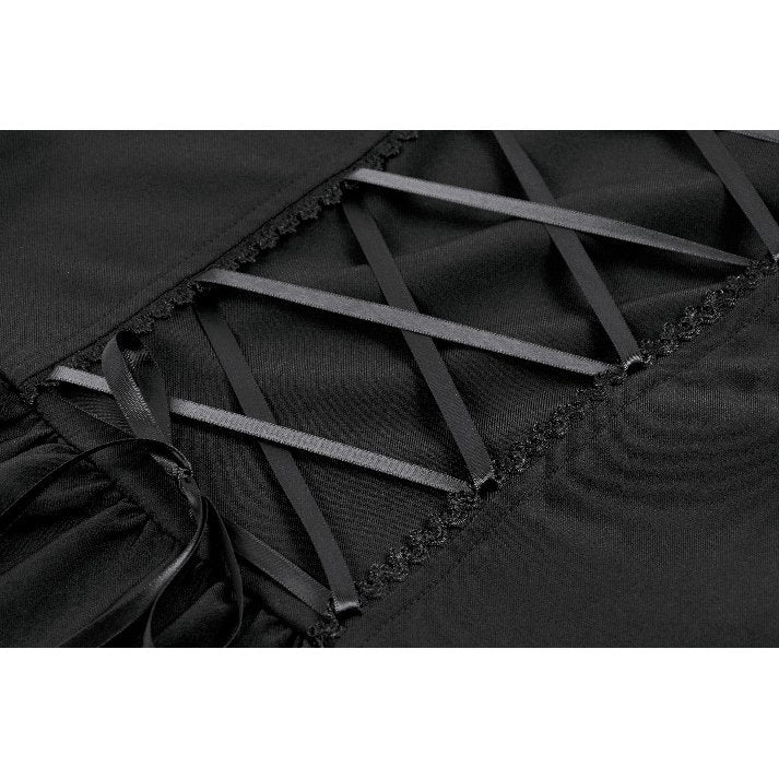 Dark in Love Gothic Dress Lace Square-Neck Puff-Sleeve UK 8-18 - Collar Detail - QHA UK