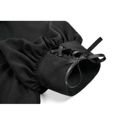 Dark in Love Gothic Dress Lace Square-Neck Puff-Sleeve UK 8-18 - Collar Detail - QHA UK
