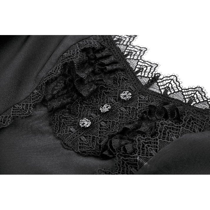 Dark in Love Gothic Dress Lace Square-Neck Puff-Sleeve UK 8-18 - Collar Detail - QHA UK