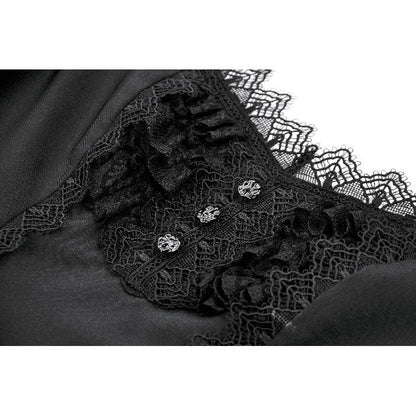 Dark in Love Gothic Dress Lace Square-Neck Puff-Sleeve UK 8-18 - Collar Detail - QHA UK