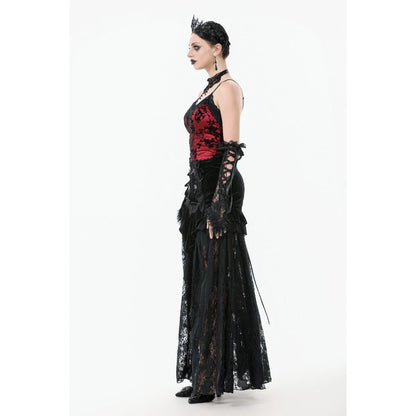 Dark in Love Gothic Maxi Skirt Lace Velvet Layered Black UK 8-22 - QHA UK