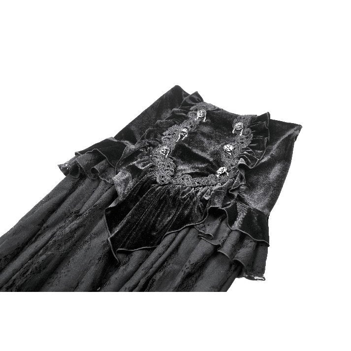 Dark in Love Gothic Maxi Skirt Lace Velvet Layered Black UK 8-22 - QHA UK