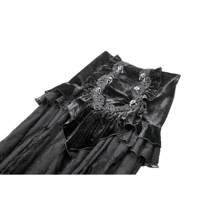 Dark in Love Gothic Maxi Skirt Lace Velvet Layered Black UK 8-22 - QHA UK