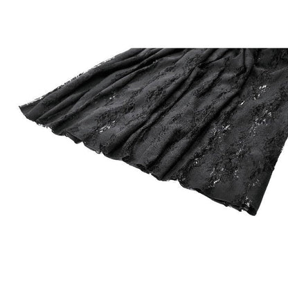 Dark in Love Gothic Maxi Skirt Lace Velvet Layered Black UK 8-22 - QHA UK