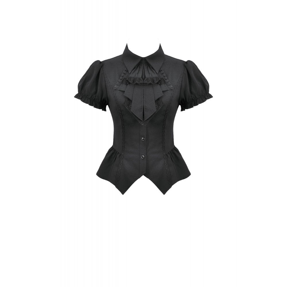 Dark in Love Women's Gothic Blouse Lace Waist-Shaping UK 8-22 - Waistband Detail - QHA UK