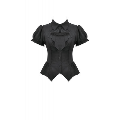 Dark in Love Women's Gothic Blouse Lace Waist-Shaping UK 8-22 - Waistband Detail - QHA UK