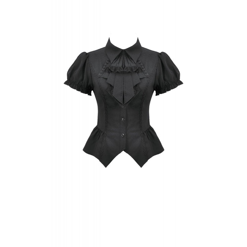 Dark in Love Women's Gothic Blouse Lace Waist-Shaping UK 8-22 - Waistband Detail - QHA UK