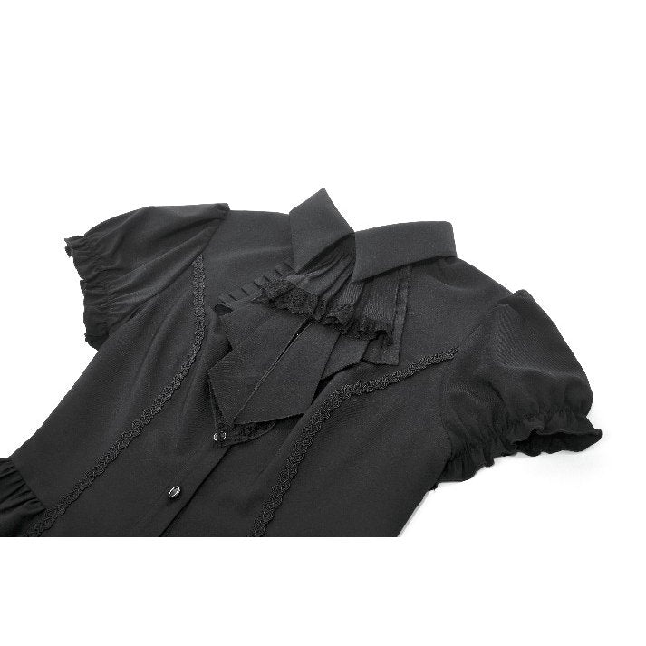 Dark in Love Women's Gothic Blouse Lace Waist-Shaping UK 8-22 - Waistband Detail - QHA UK