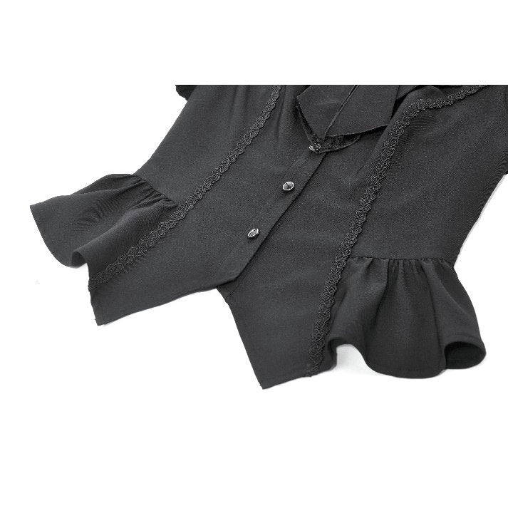 Dark in Love Women's Gothic Blouse Lace Waist-Shaping UK 8-22 - Waistband Detail - QHA UK