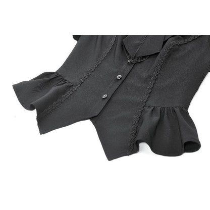 Dark in Love Women's Gothic Blouse Lace Waist-Shaping UK 8-22 - Waistband Detail - QHA UK