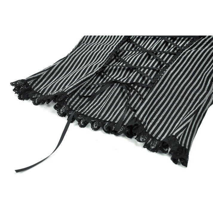 Dark in Love Women's Dark Academia Shirt Peter Pan Collar Lace Striped - Collar Detail - QHA UK