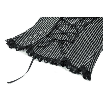 Dark in Love Women's Dark Academia Shirt Peter Pan Collar Lace Striped - Collar Detail - QHA UK