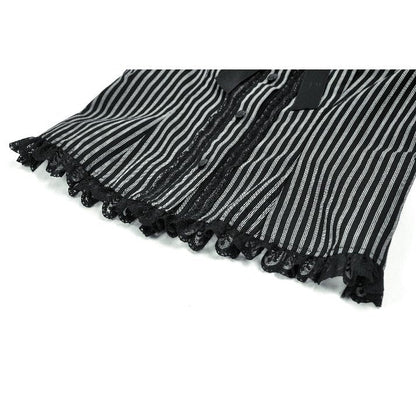 Dark in Love Women's Dark Academia Shirt Peter Pan Collar Lace Striped - Collar Detail - QHA UK