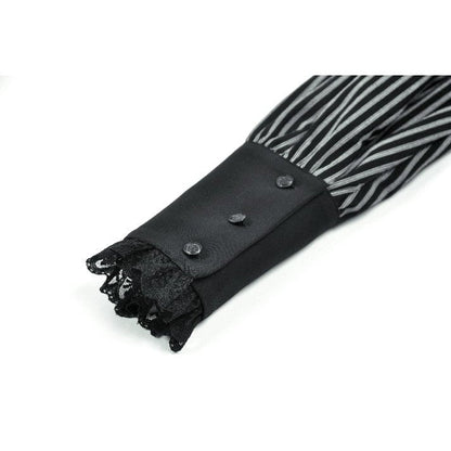 Dark in Love Women's Dark Academia Shirt Peter Pan Collar Lace Striped - Collar Detail - QHA UK