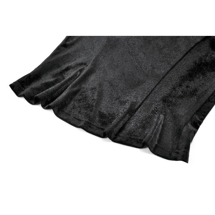 Dark in Love Women's Gothic Blouse Velvet Lace High-Neck Top UK 8-18 - Collar Detail - QHA UK