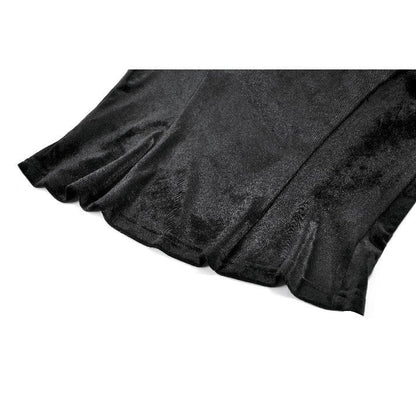 Dark in Love Women's Gothic Blouse Velvet Lace High-Neck Top UK 8-18 - Collar Detail - QHA UK