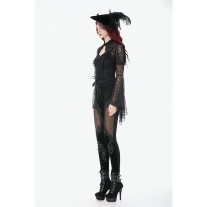 Dark in Love Women's Gothic Leggings Velvet Mesh Patchwork UK 8-18 - QHA UK