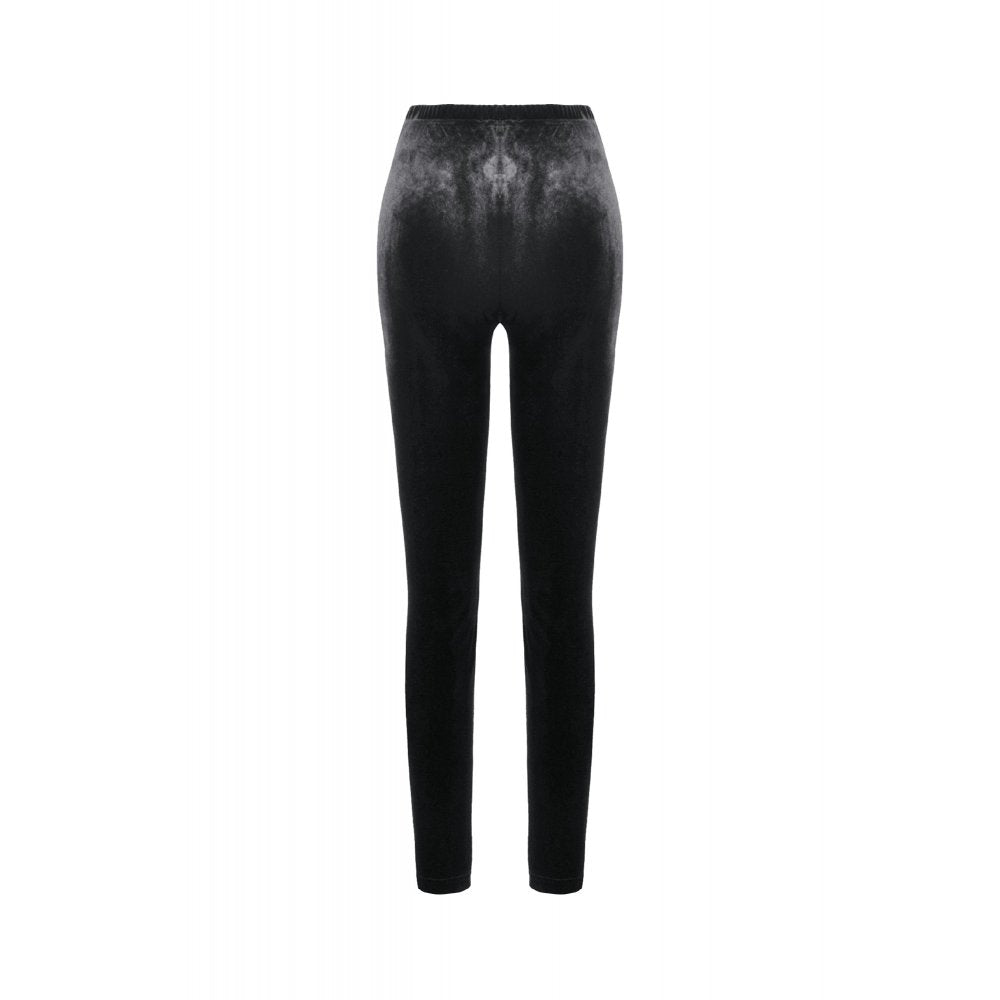 Dark in Love Women's Gothic Leggings Velvet Mesh Patchwork UK 8-18 - QHA UK