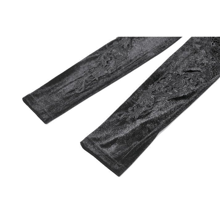 Dark in Love Women's Gothic Leggings Velvet Mesh Patchwork UK 8-18 - QHA UK