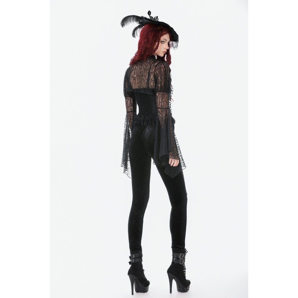 Dark in Love Women's Gothic Leggings Velvet Mesh Patchwork UK 8-18 - QHA UK