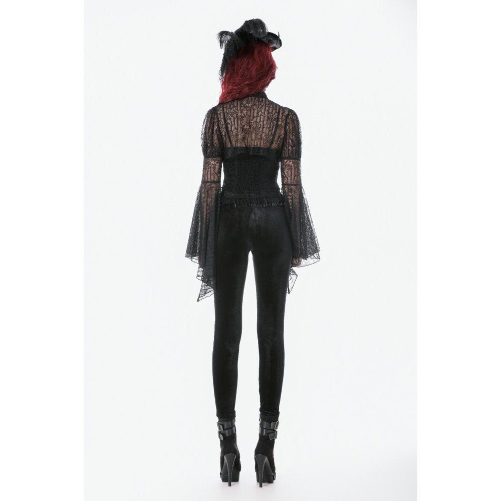Dark in Love Women's Gothic Leggings Velvet Mesh Patchwork UK 8-18 - QHA UK