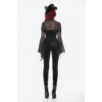 Dark in Love Women's Gothic Leggings Velvet Mesh Patchwork UK 8-18 - QHA UK