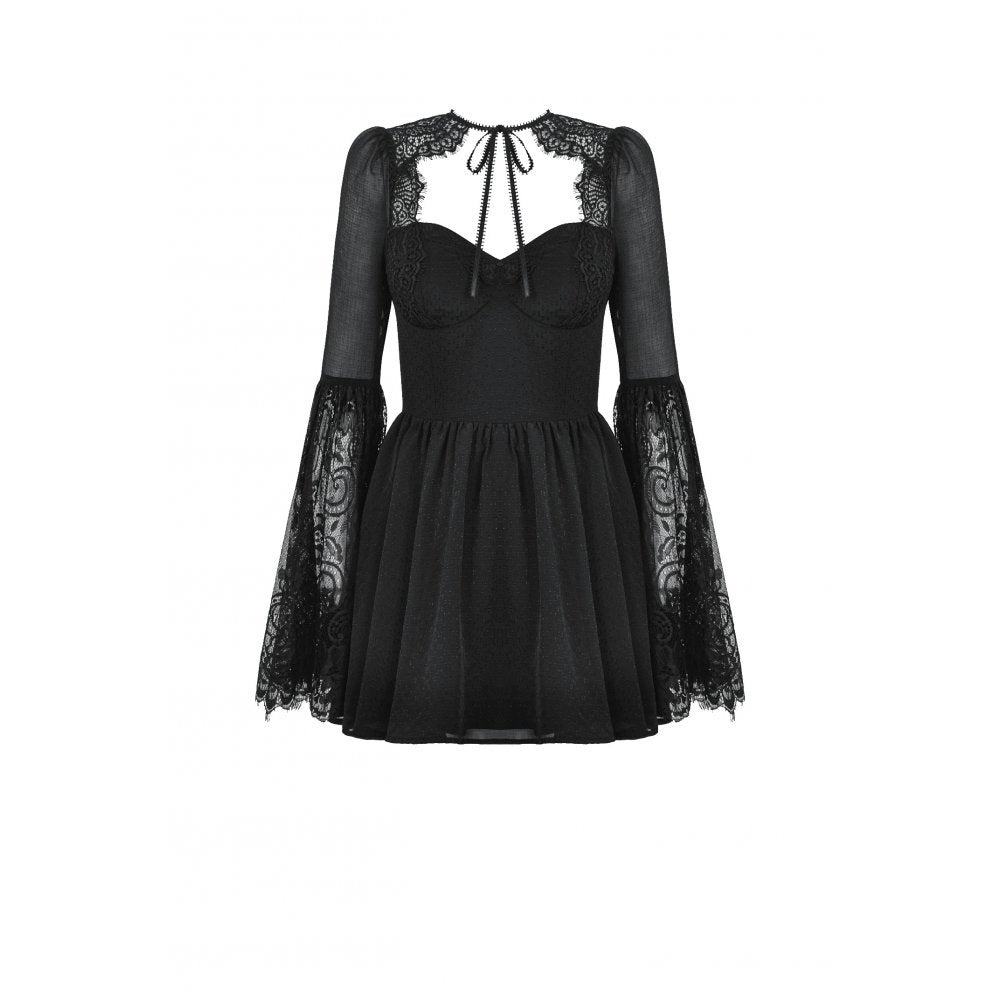 Dark in Love Gothic Dress Greta Dark Mystique Lace-Up Mesh UK 8-18 - QHA UK
