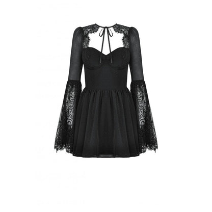 Dark in Love Gothic Dress Greta Dark Mystique Lace-Up Mesh UK 8-18 - QHA UK