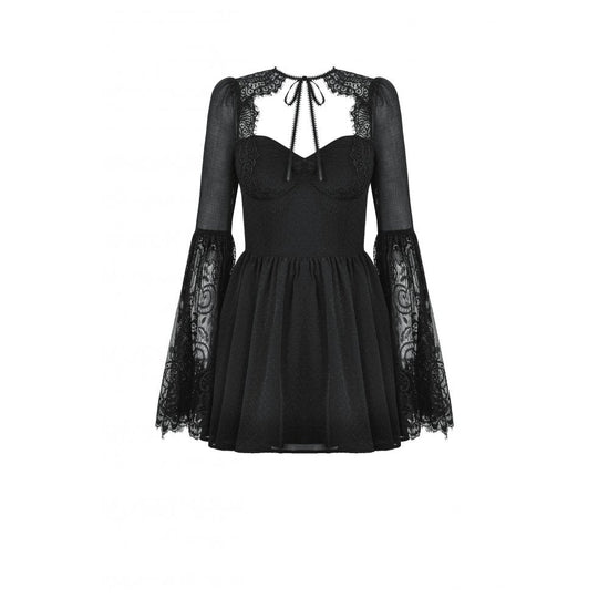 Dark in Love Gothic Dress Greta Dark Mystique Lace-Up Mesh UK 8-18 - QHA UK