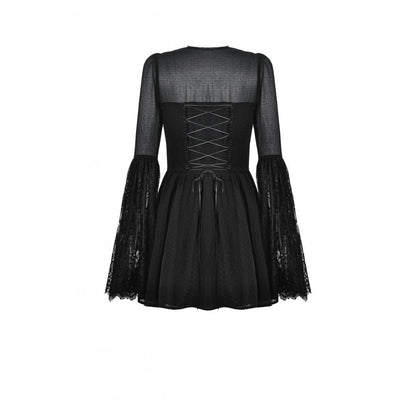 Dark in Love Gothic Dress Greta Dark Mystique Lace-Up Mesh UK 8-18 - QHA UK