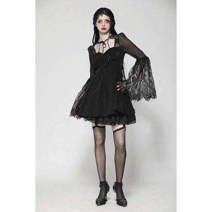 Dark in Love Gothic Dress Greta Dark Mystique Lace-Up Mesh UK 8-18 - QHA UK