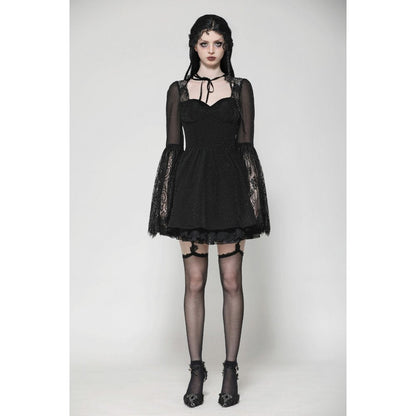 Dark in Love Gothic Dress Greta Dark Mystique Lace-Up Mesh UK 8-18 - QHA UK